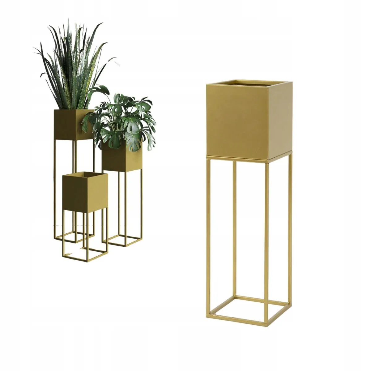 DONICZKA-osłonka na donice metalowa LORIENT M złota Słoik, plantator, Roślina doniczkowa, Ceramika, Wazon