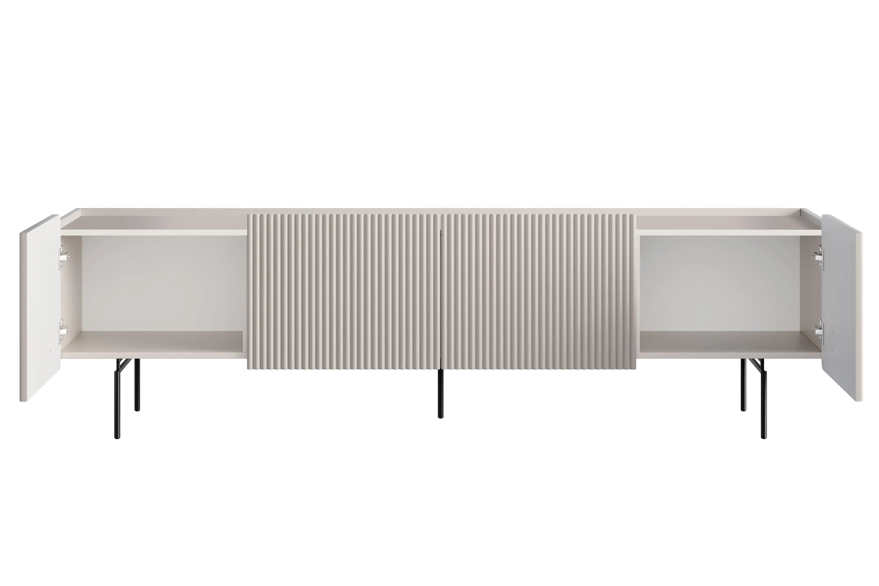 Szafka RTV 2-drzwiowa z 2 szufladami MALMI 200cm - kaszmirowa - czarne nogi - B_167028