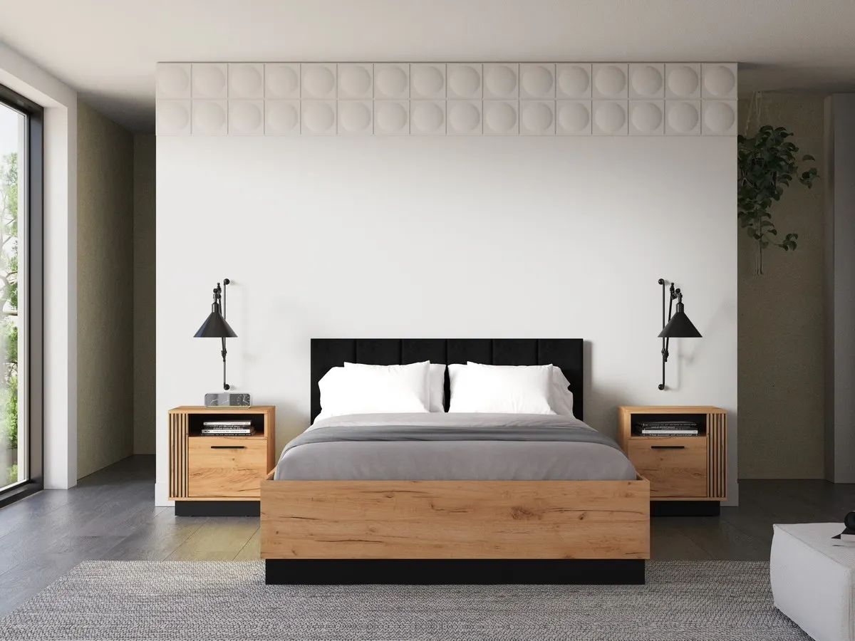 Łóżko z podnoszonym stelażem 140x200 URSO 1301 craft złoty-czarny — zdjęcie 7