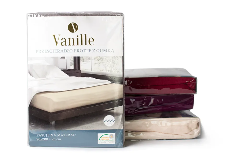 Prześcieradło frotte z gumką VANILLE 90X200+25 bawełna 80% bordowy - FARO_20527