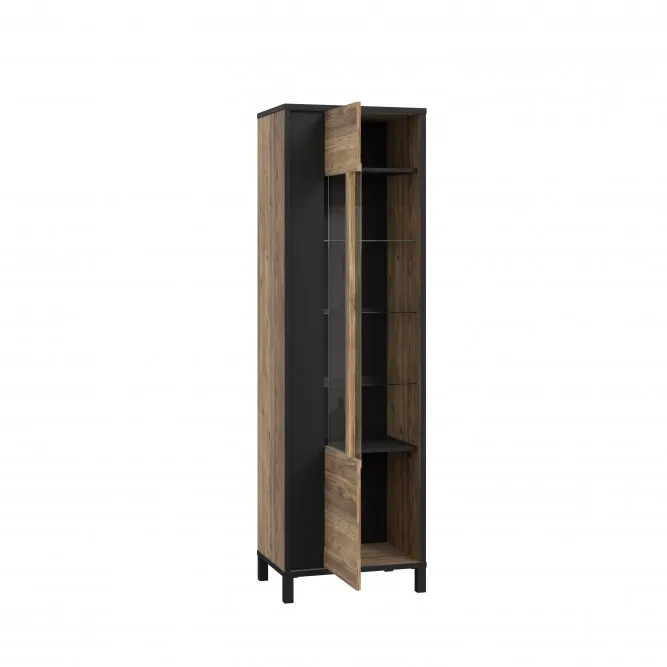 Witryna wysoka szklana lewa HAYATO świerk alpejski/czarny - HYTV711L-M215