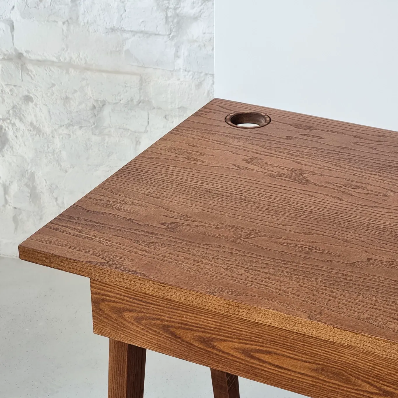 Biurko z szufladą LUKA 65x50 biały panel/naturalny jesion - NRGB_WDLUK1_WOOD_ASH