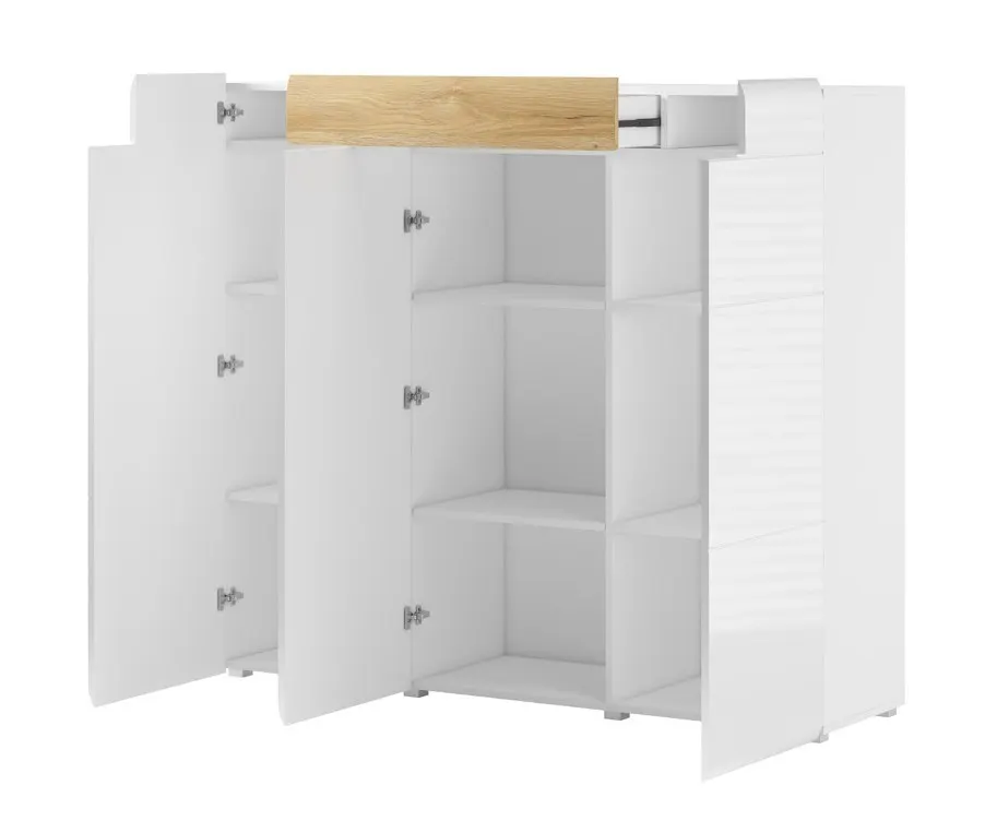 Komoda 3-drzwiowa z szufladą TOLEDO wysoka 131x147 biała san remo - 2494DW76