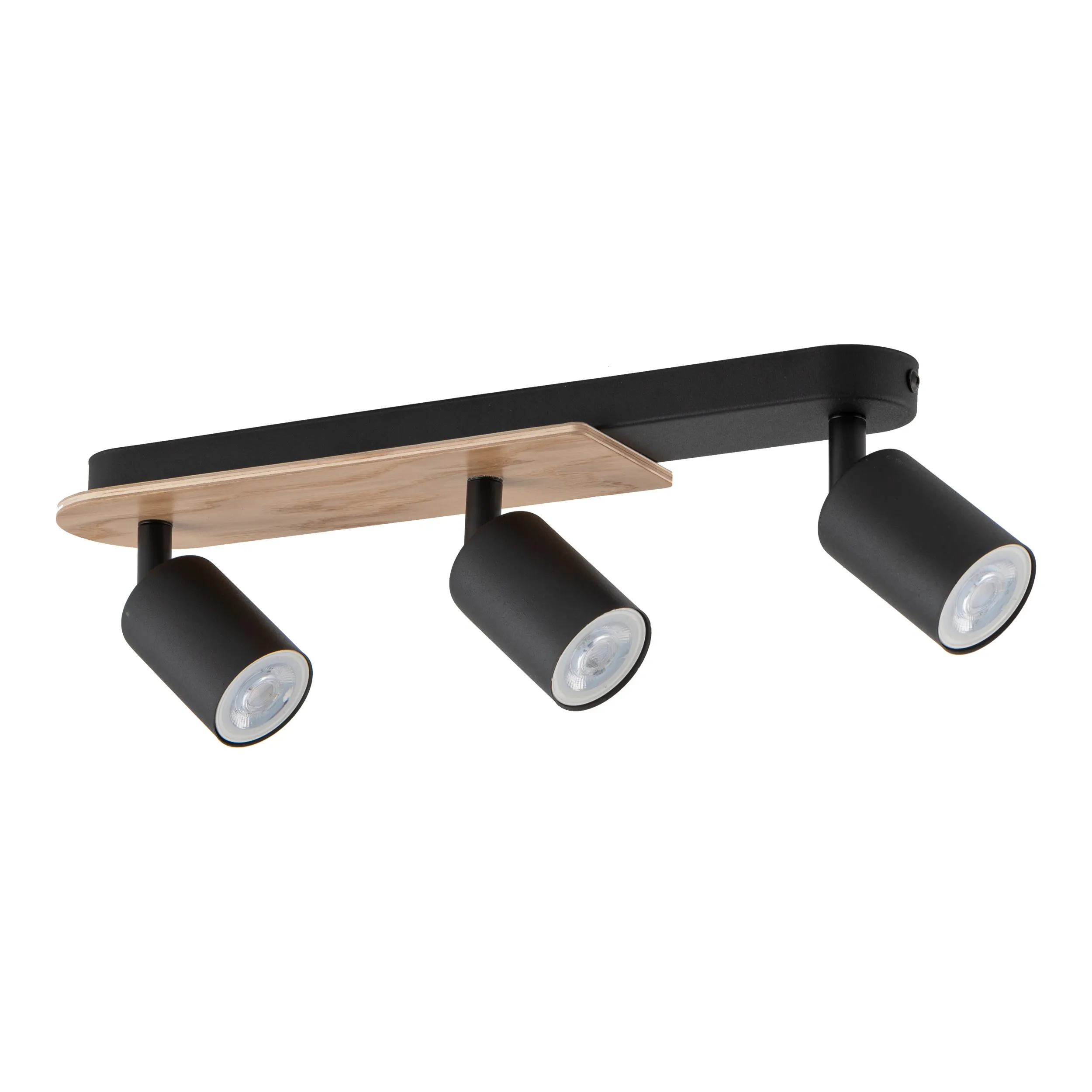 Lampa sufitowa COVER czarna z drewnianym elementem na metalowej listwie 51x18x14cm - TK_4675