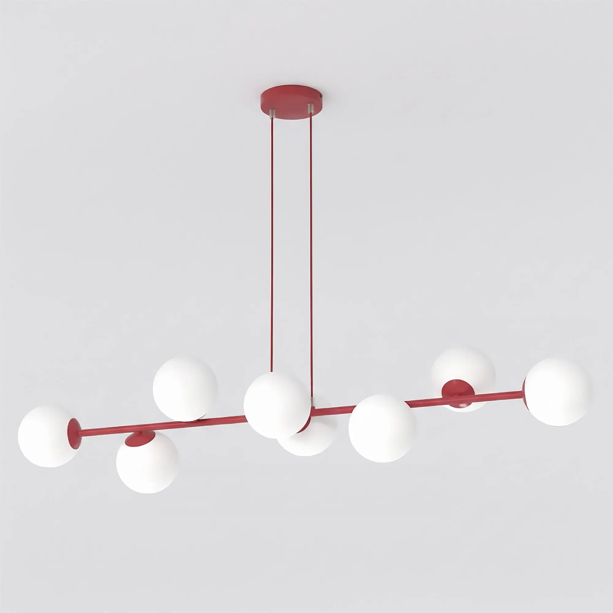 image lampa wisząca, kule LED, czerwona, modernistyczna, zawieszenie
