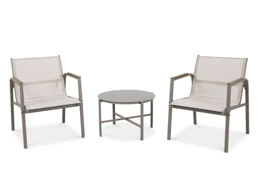 Zestaw ogrodowy MANGO BALCONY 2 fotele + stolik kawowy - naturalny