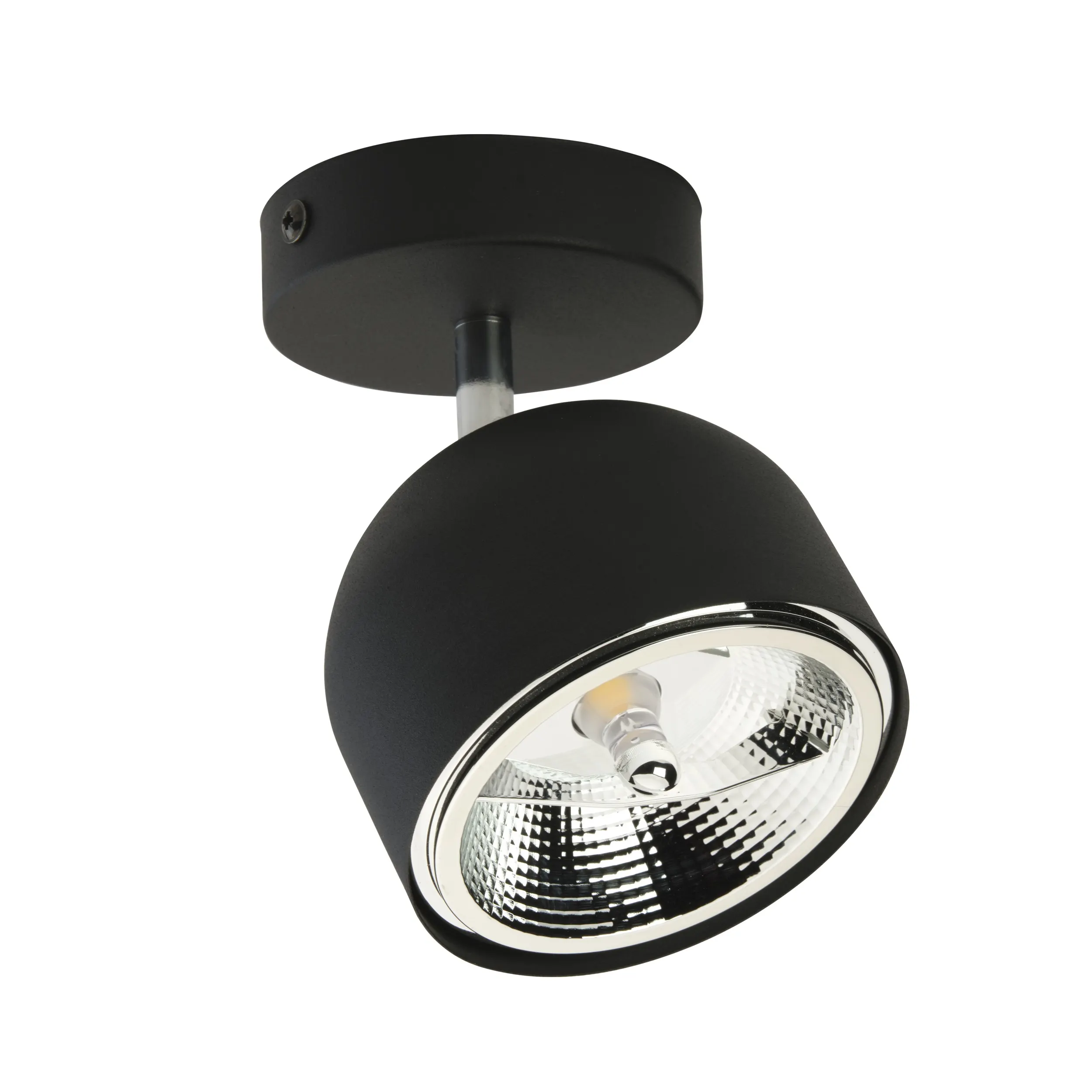 Lampa sufitowa ALTEA czarna z chromowanym elementem regulowana 17x15x11cm + żarówka