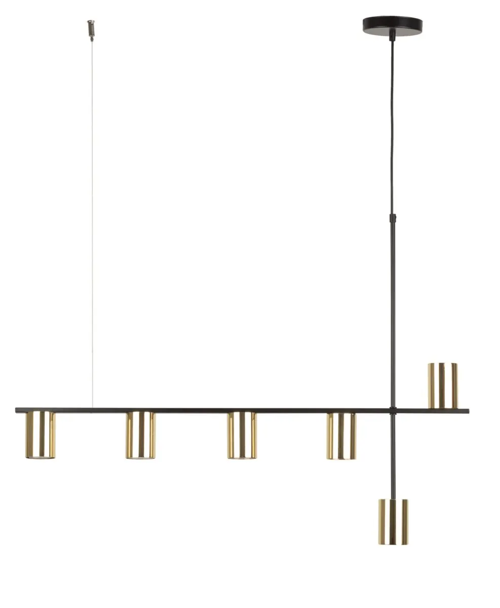 Lampa wisząca VENDO 6 czarna mosiądzowana