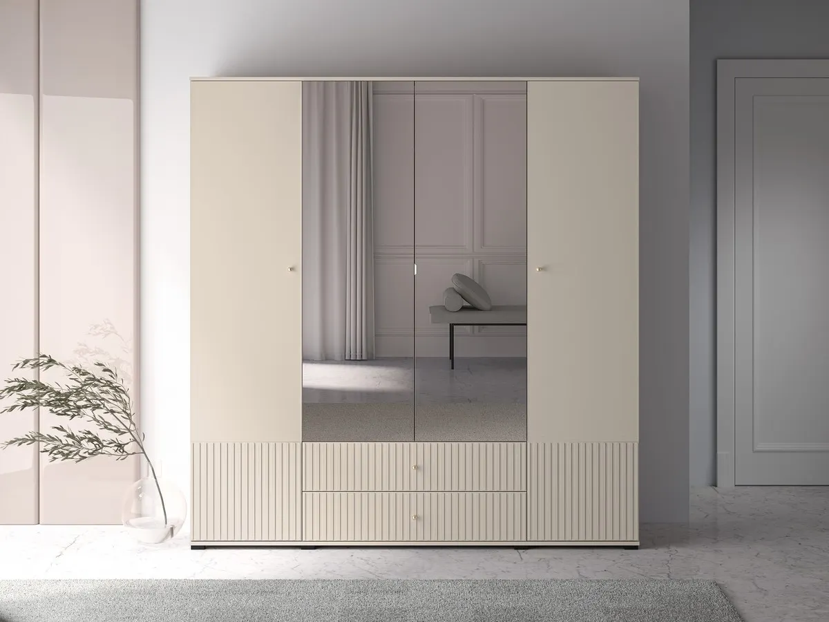 Szafa 4-drzwiowa z lustrem i szufladami SOPHIE 200x210 kaszmirowa - 1SOPH23-001