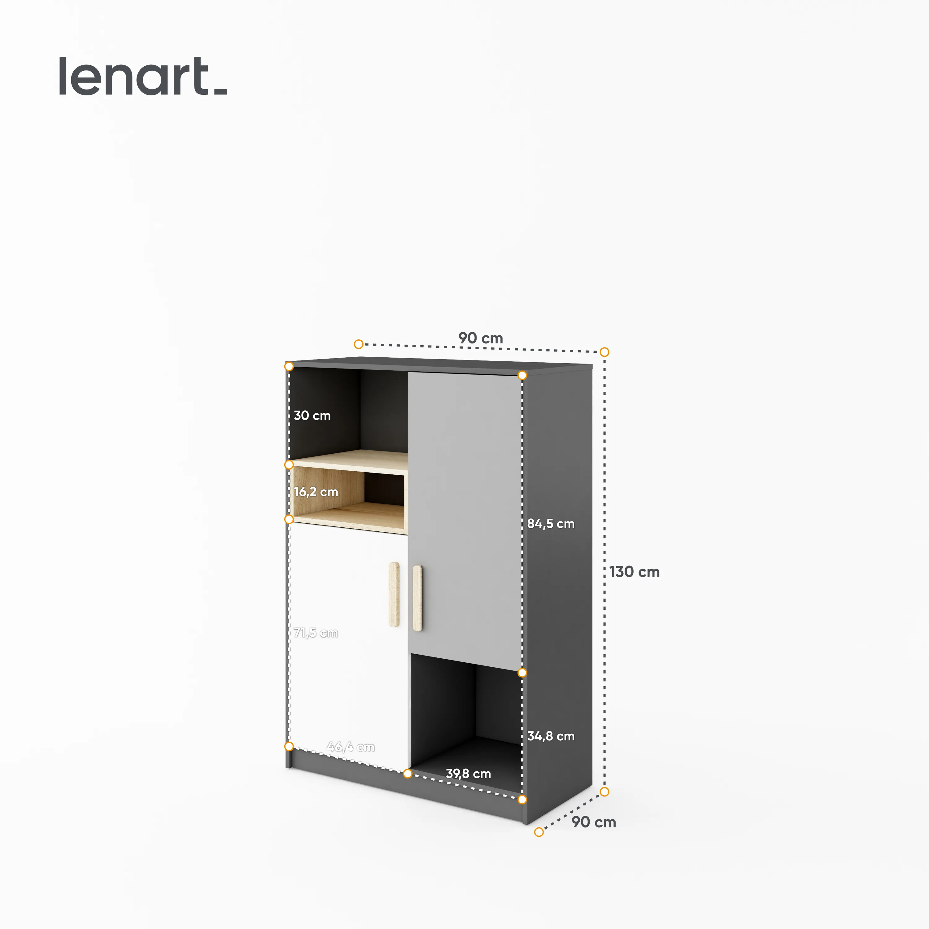 Szafka Pok PO-06 grafit/buk ibsen/szary jasny - PO6GBS