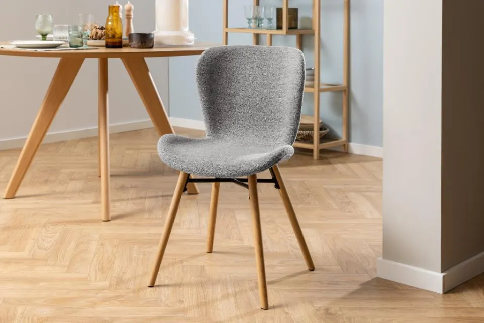 Krzesło tapicerowane DOREN Szary, Dąb olejowany ( zestaw 2 sztuk ) - H000022425