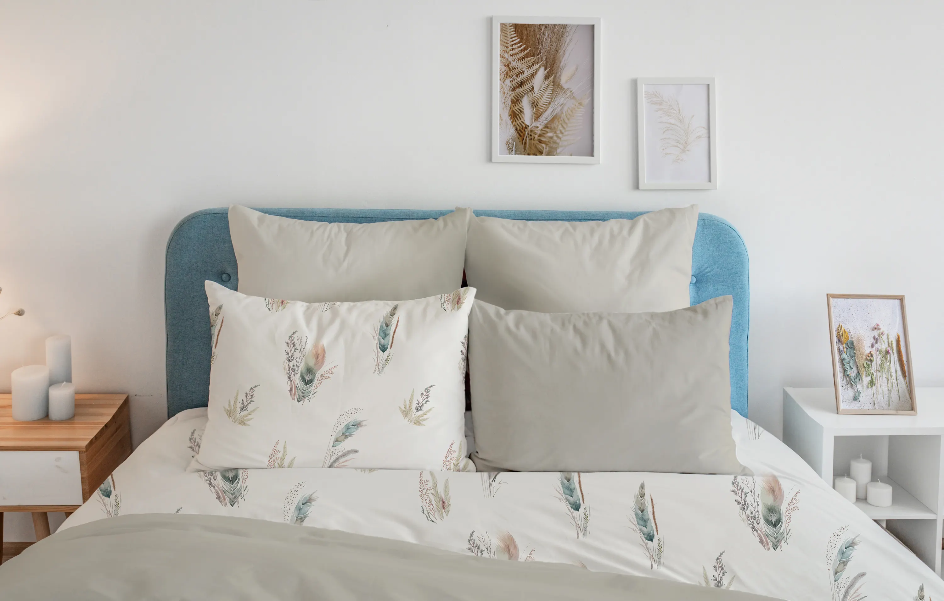 Pościel komplet NATURAL BOHO 008 bawełna 100% 140x200+70x90 biały beżowy - FARO_28974