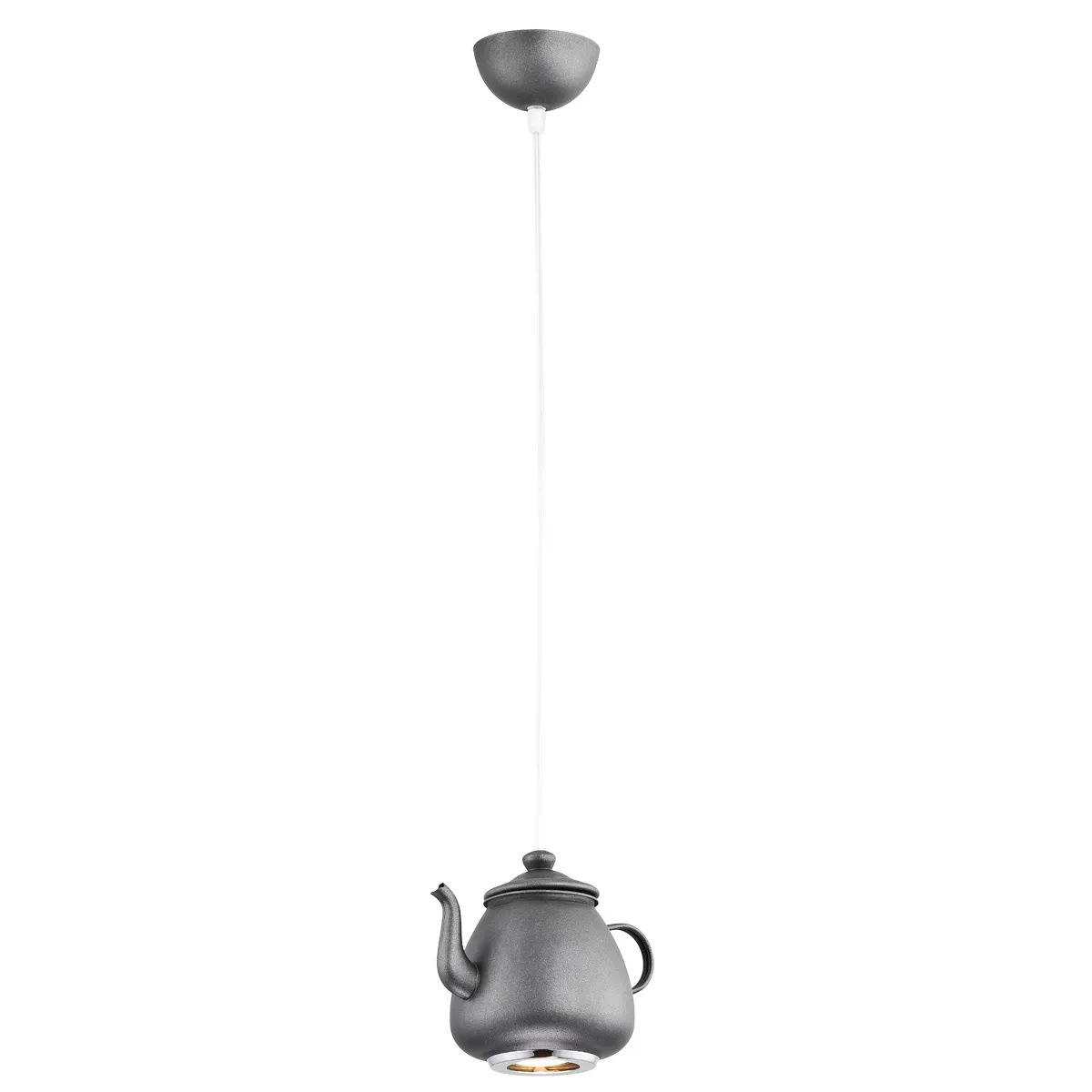 Lampa wisząca JAMAJKA metalowa antracytowa w kształcie czajnika biały przewód 105cm Lampa wisząca JAMAJKA metalowa antracytowa w kształcie czajnika biały przewód 105cm