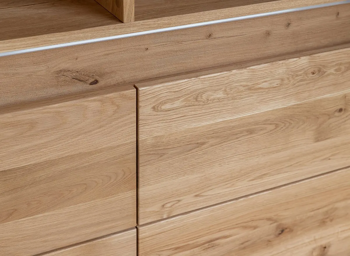 Witryna drewniana szklana DIVISIONE oświetleniem prawa dąb olejowany - ZIDIV02R