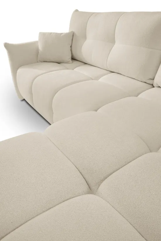 Narożnik rozkładany z pojemnikiem BASE SICURIO 257 cm L/P pikowany beżowy - BASE_NAR_SICURIO55