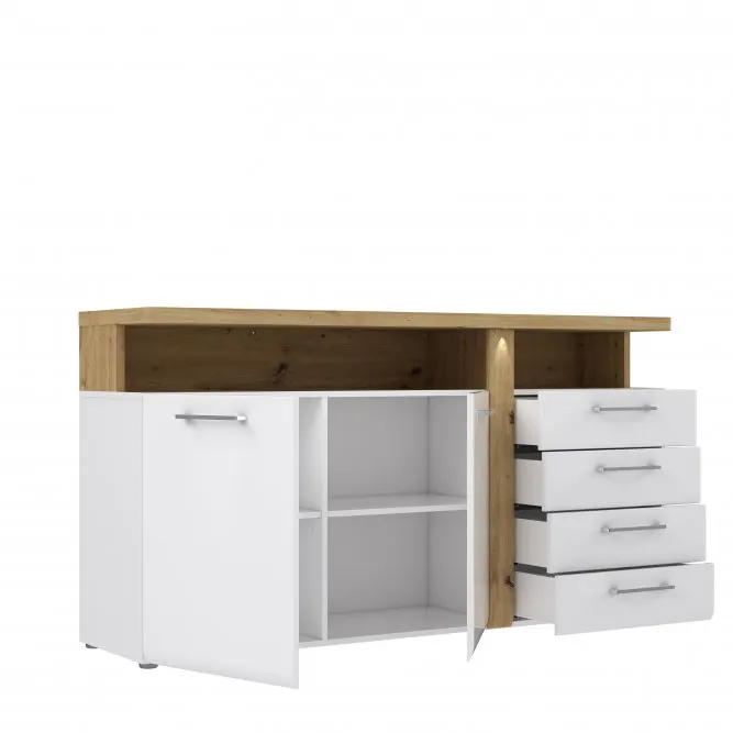 Komoda 2-drzwiowa z szufladami TULUZA 86x163 dąb artisan biała - TUZK231B-C843
