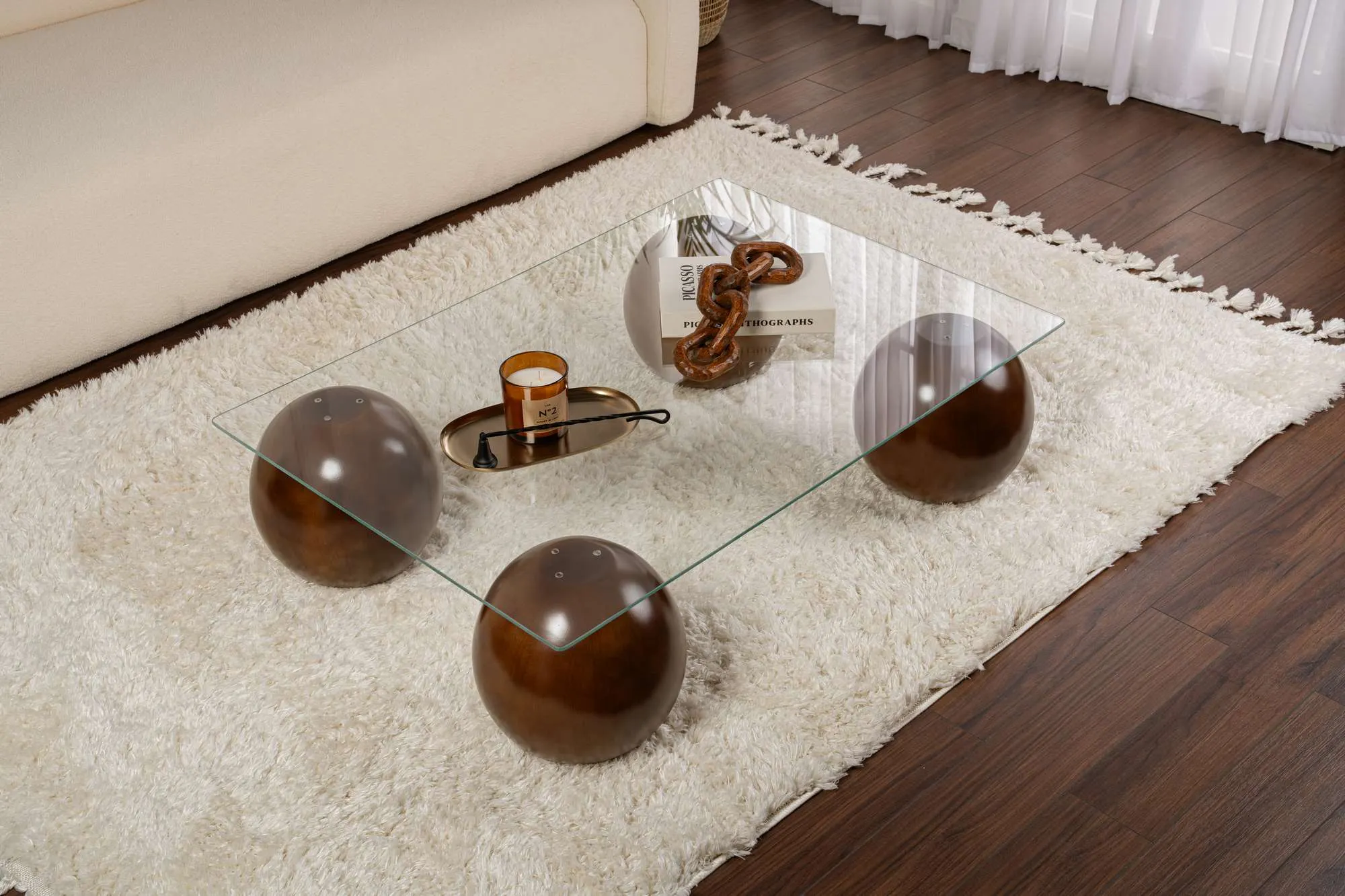 Stolik kawowy SERA 75x110 cm orzech transparentny — zdjęcie 5