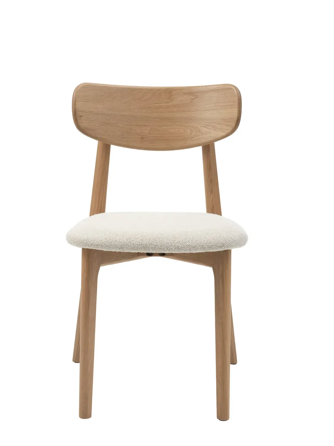 Krzesło drewniane ELIM z tapicerowanym siedziskiem - złamana biel, naturalny - UN_49530002