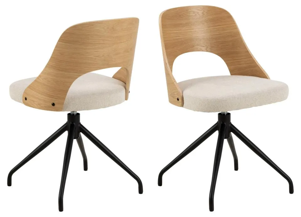 Krzesło obrotowe LUCY Beżowy, Fornir dębowy Krzesło obrotowe LUCY Beżowy, Fornir dębowy