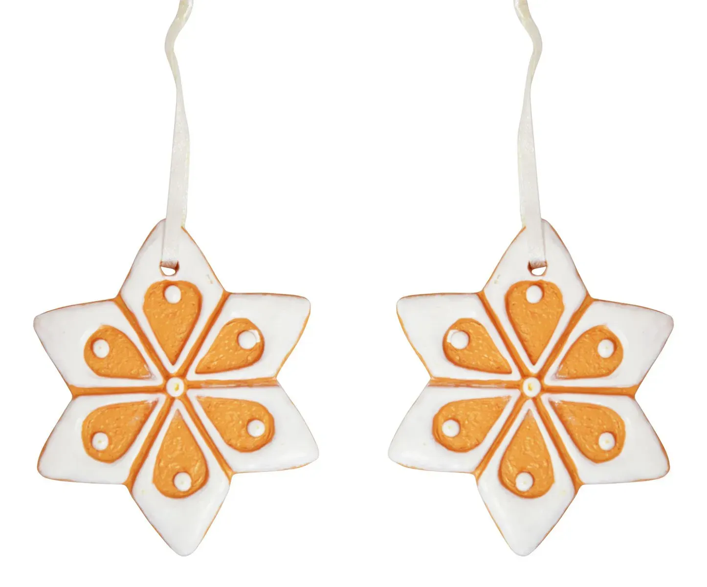 Komplet 2 zawieszek GWIAZDKI PIERNIKOWE 1059 pomaranczowy biały