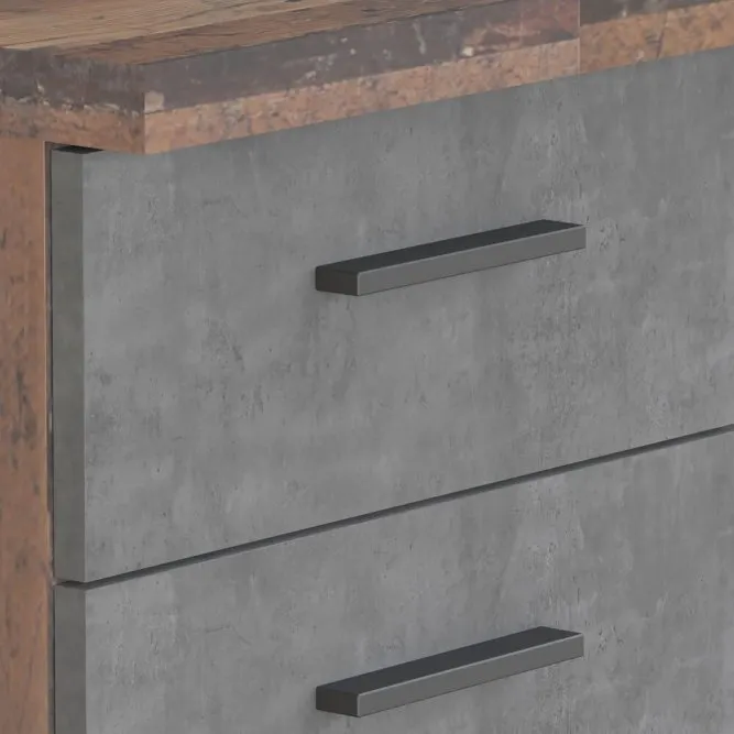 Biurko NET106 z szafką i 4 szufladami - beton, efekt dębu - MT926-C943