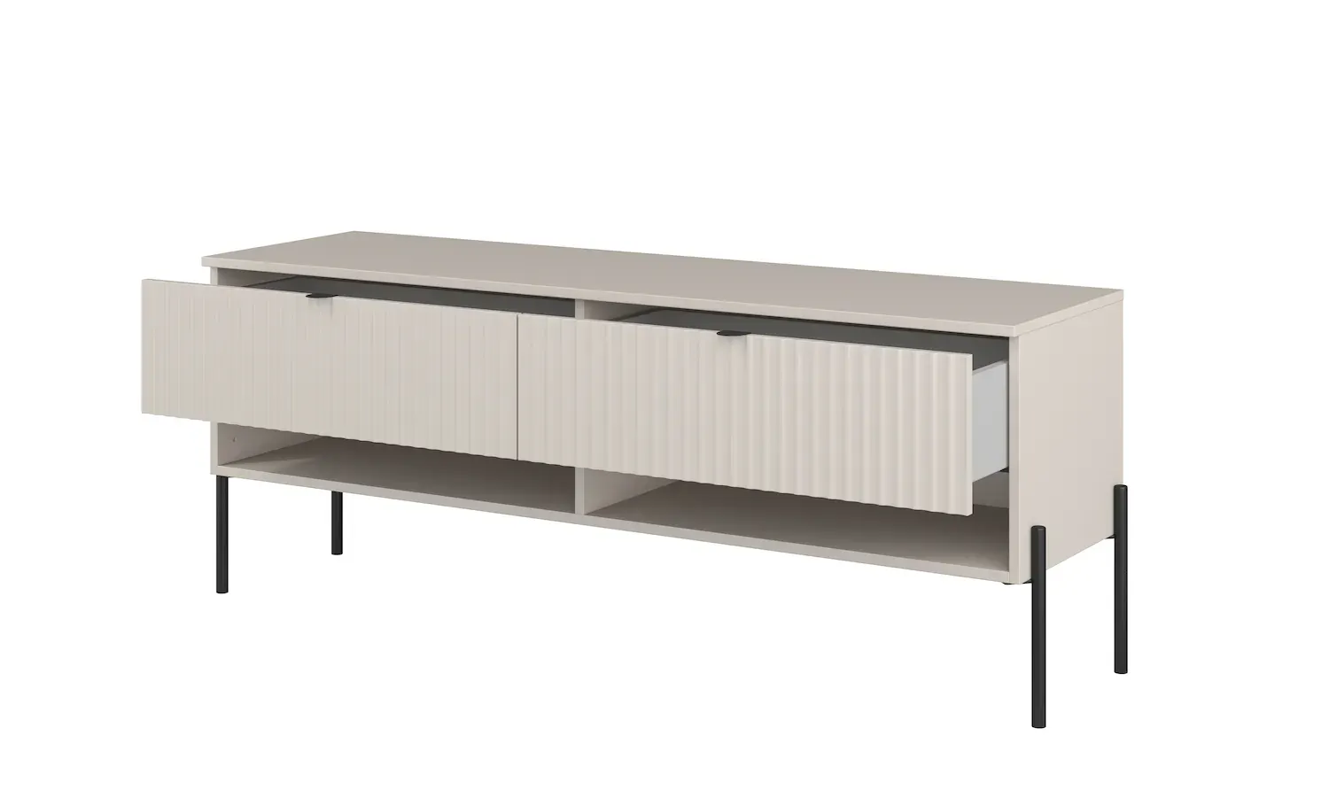 Szafka RTV z 2 szufladami ORE 140 cm kaszmir czarne nóżki - 24KROG41