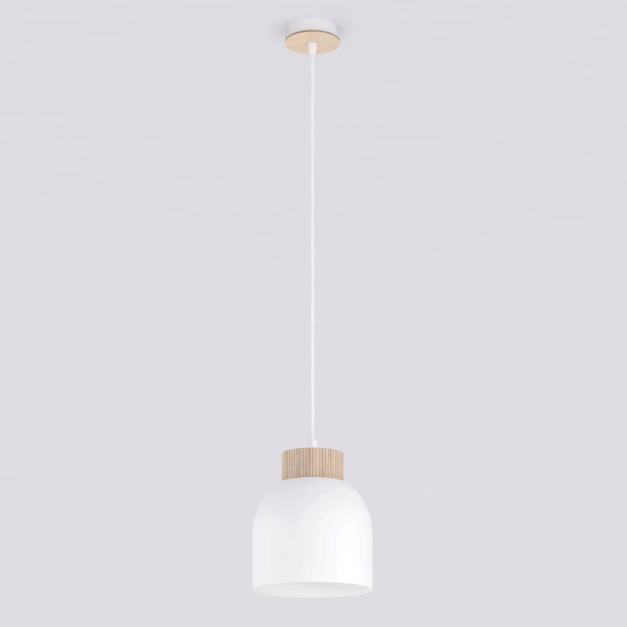 Lampa wisząca z drewnianym elementem VIGO 1 biały naturalny