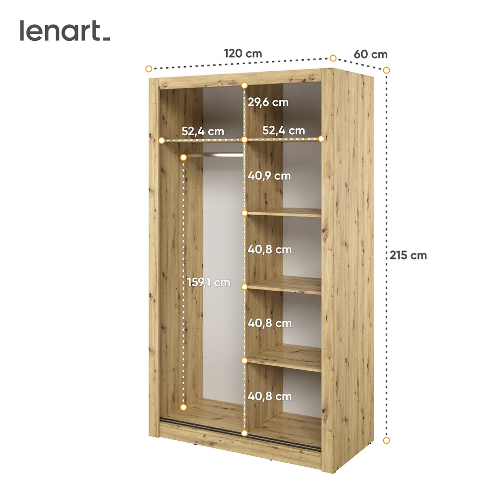 Szafa 2-drzwiowa ARTI AR-19 120cm dąb artisan - AR19DA