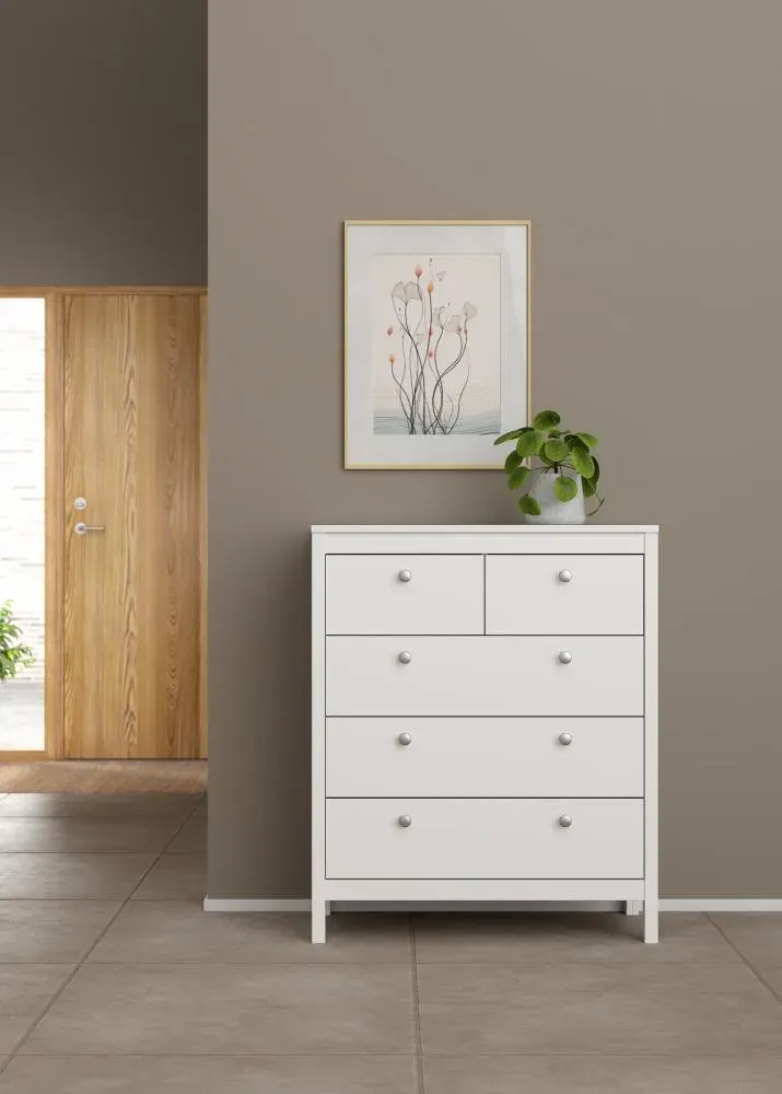 Komoda z 5 szufladami MADRID biała - TV_796614949