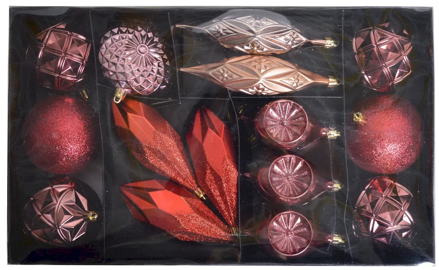 Zestaw bombek choinkowych 16 sztuk burgundowo-czerwony Zestaw bombek choinkowych 16 sztuk burgundowo-czerwony