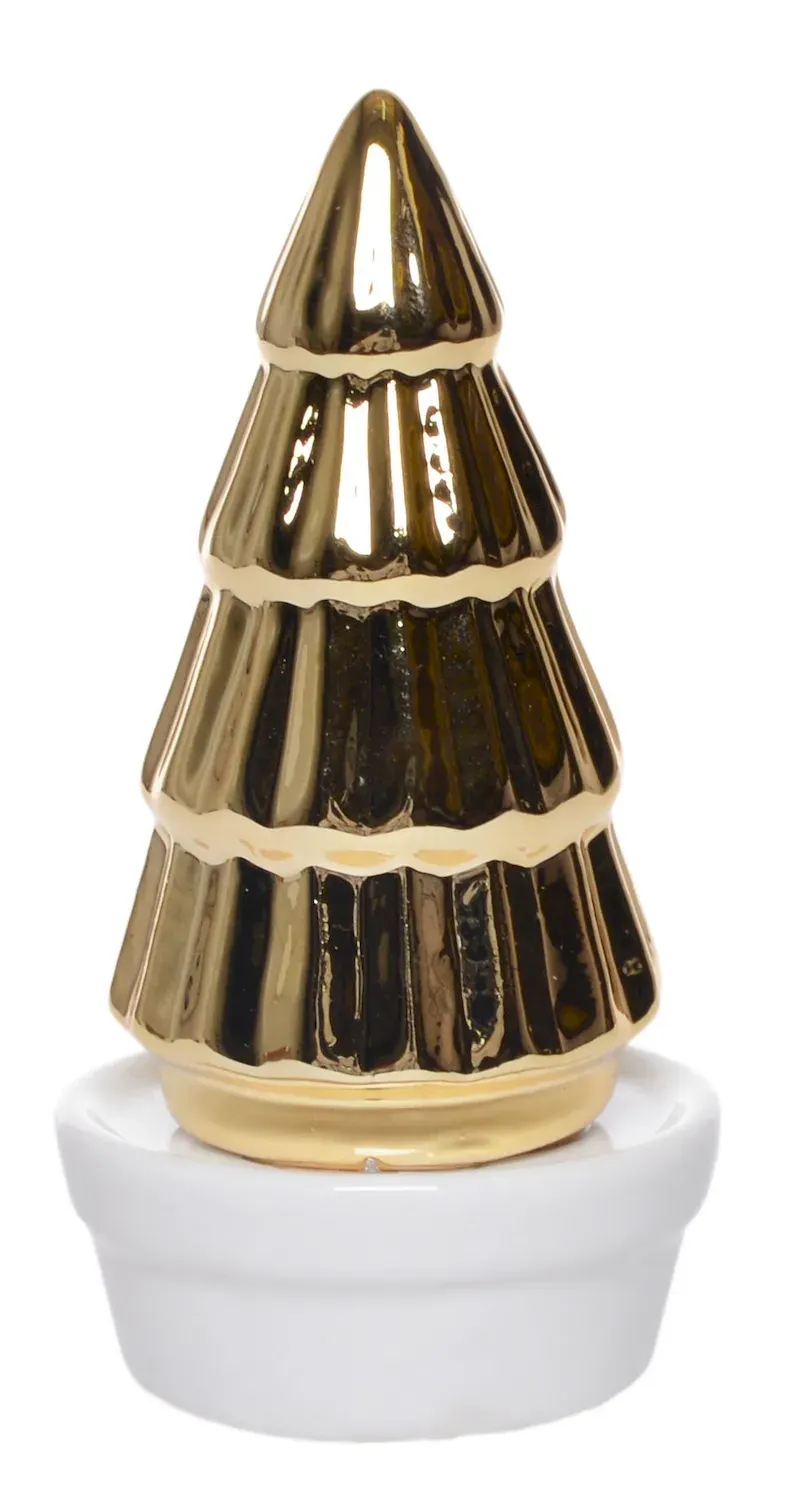 Choinka w białej doniczce 8144 średnia złota