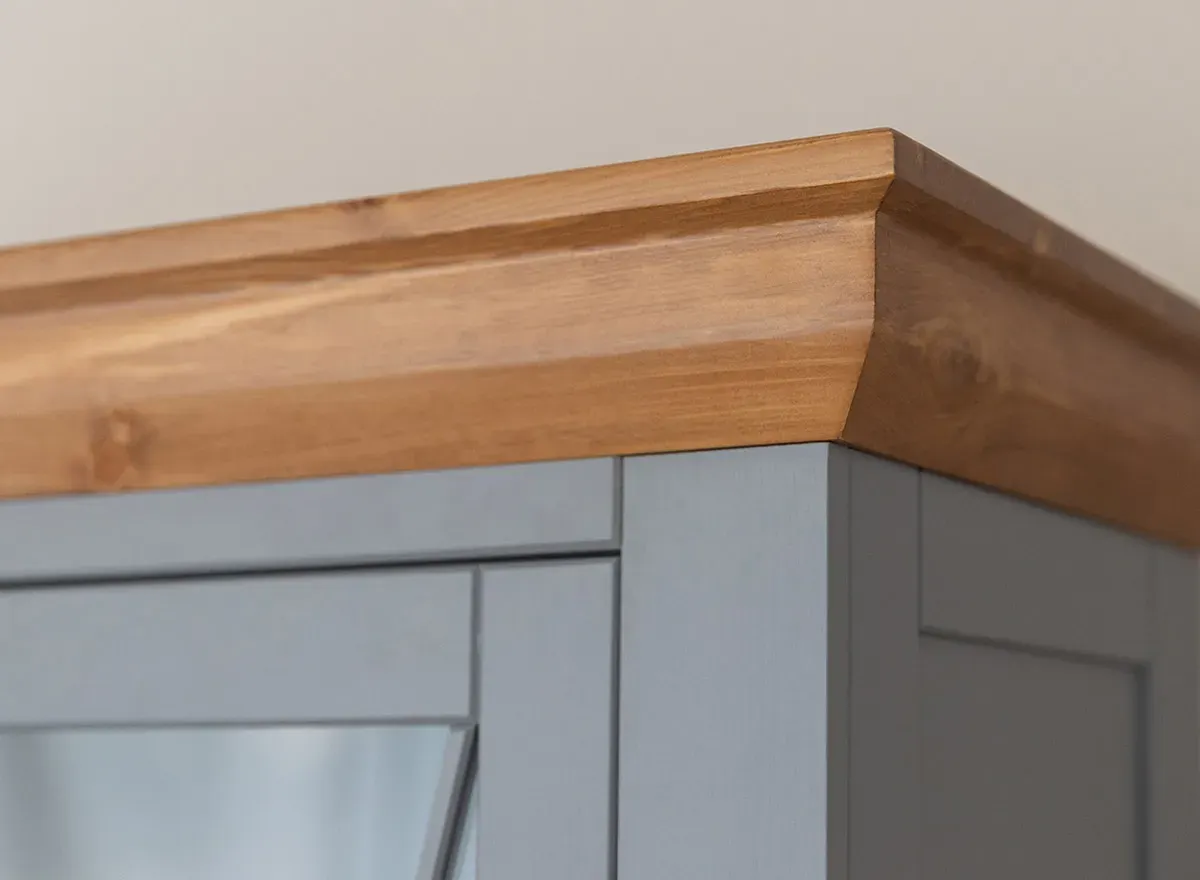 Witryna drewniana 1-drzwiowa z 2 szufladami MARONE ELITE popielaty - PLMEL01/S