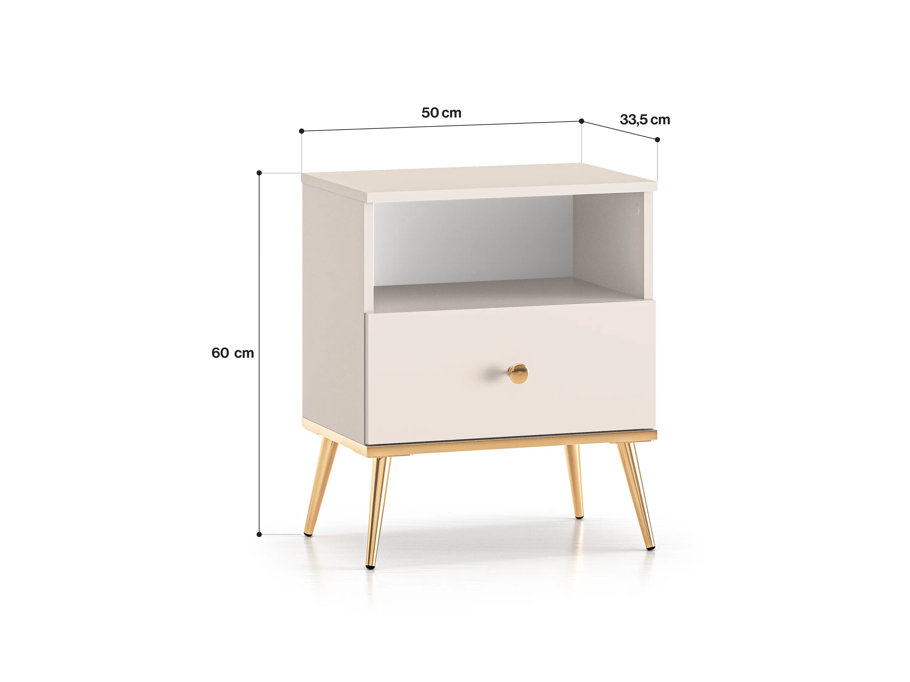 Szafka nocna z szufladą SELGIN 06 kaszmirowy, złoty - 1SELG06-001