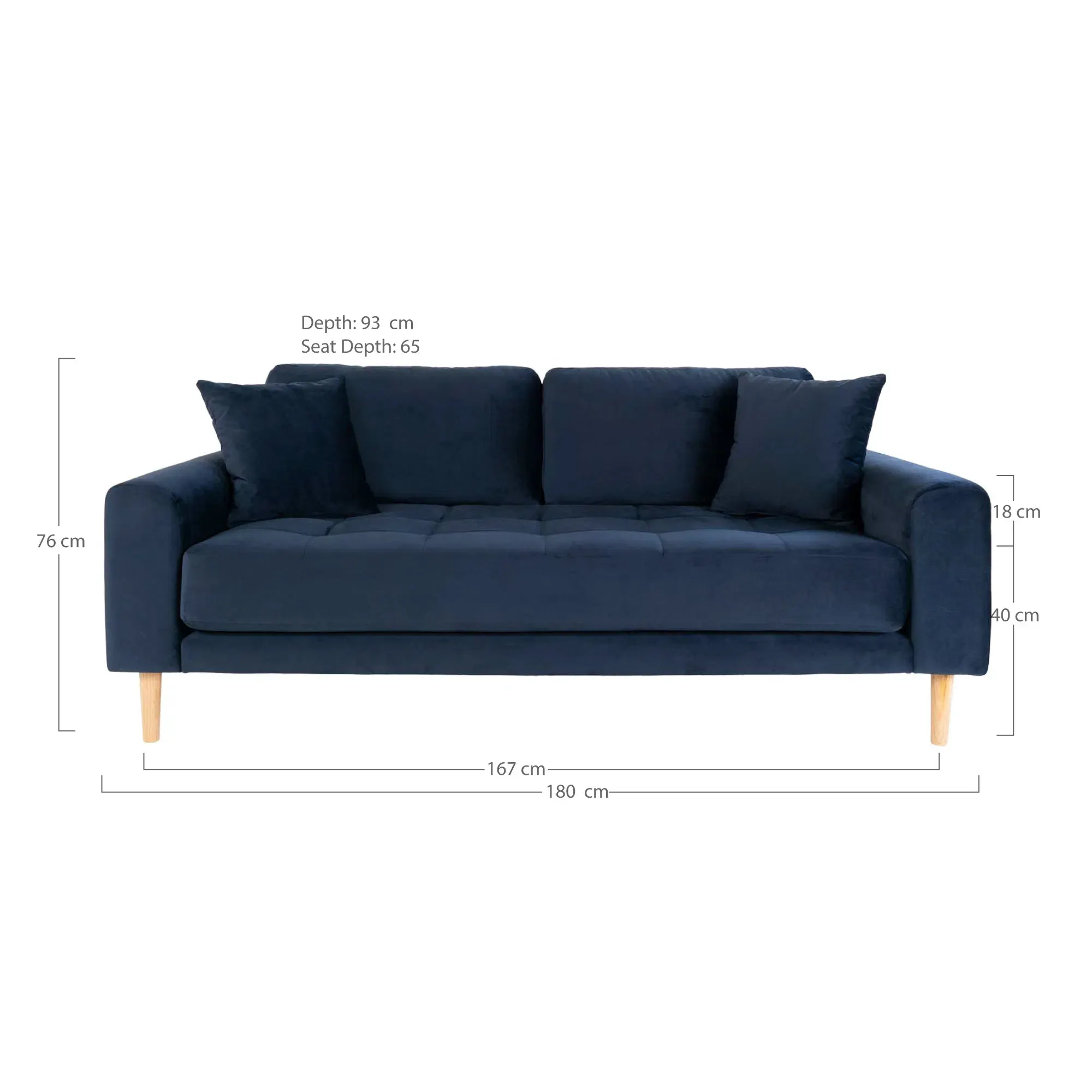 Sofa wypoczynkowa LIDO 2,5-osobowa 180 cm - ciemnoniebieski, naturalny - 1301433