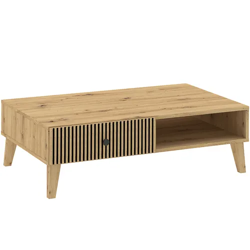Stolik kawowy z 2 szufladami i półką BERLIN 67x102 dąb artisan Stolik kawowy, Meble, Tabela