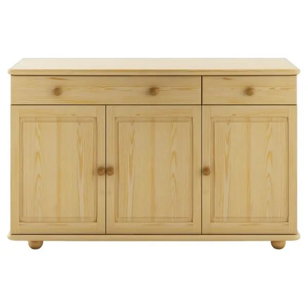 Szafka 3-drzwiowa z 2 szufladami KW110 szer.133 wys.86 sosna naturalny DREWMAX Szafka 3-drzwiowa z 2 szufladami KW110 szer.133 wys.86 sosna naturalny DREWMAX