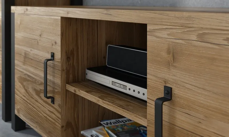 Komoda 2-drzwiowa RTV OLIN 147 cm appenzeller fichte czarna - 24ABJC41