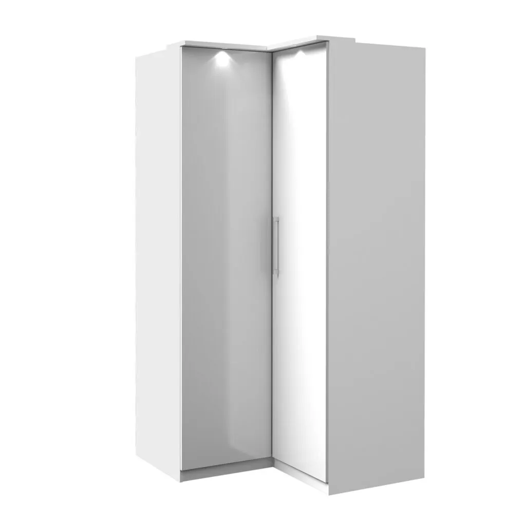 Szafa narożna 2-drzwiowa OPTIMA z 2 drążkami biała - 2497KL16