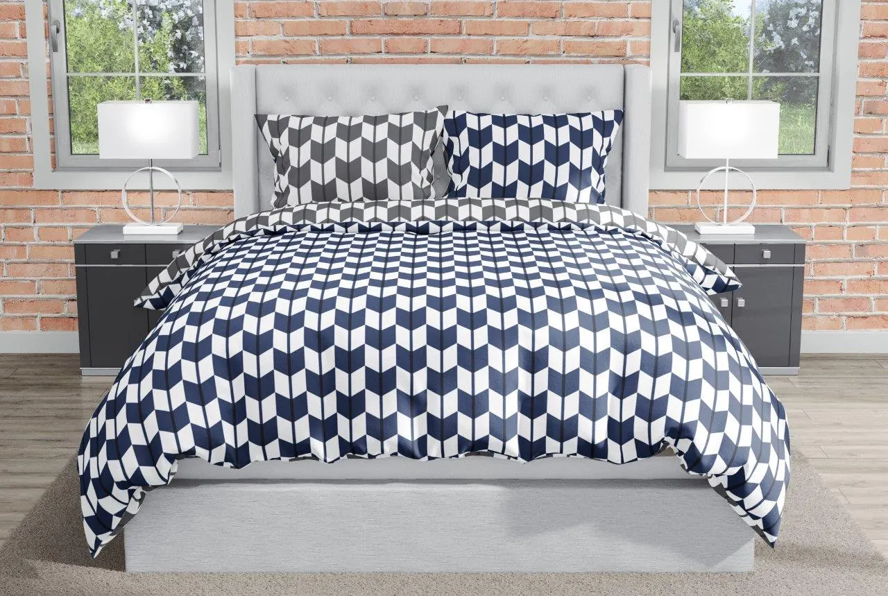 Pościel komplet PURE COTTON 006 bawełna 160X200+2x70X80biały szary - FARO_30038