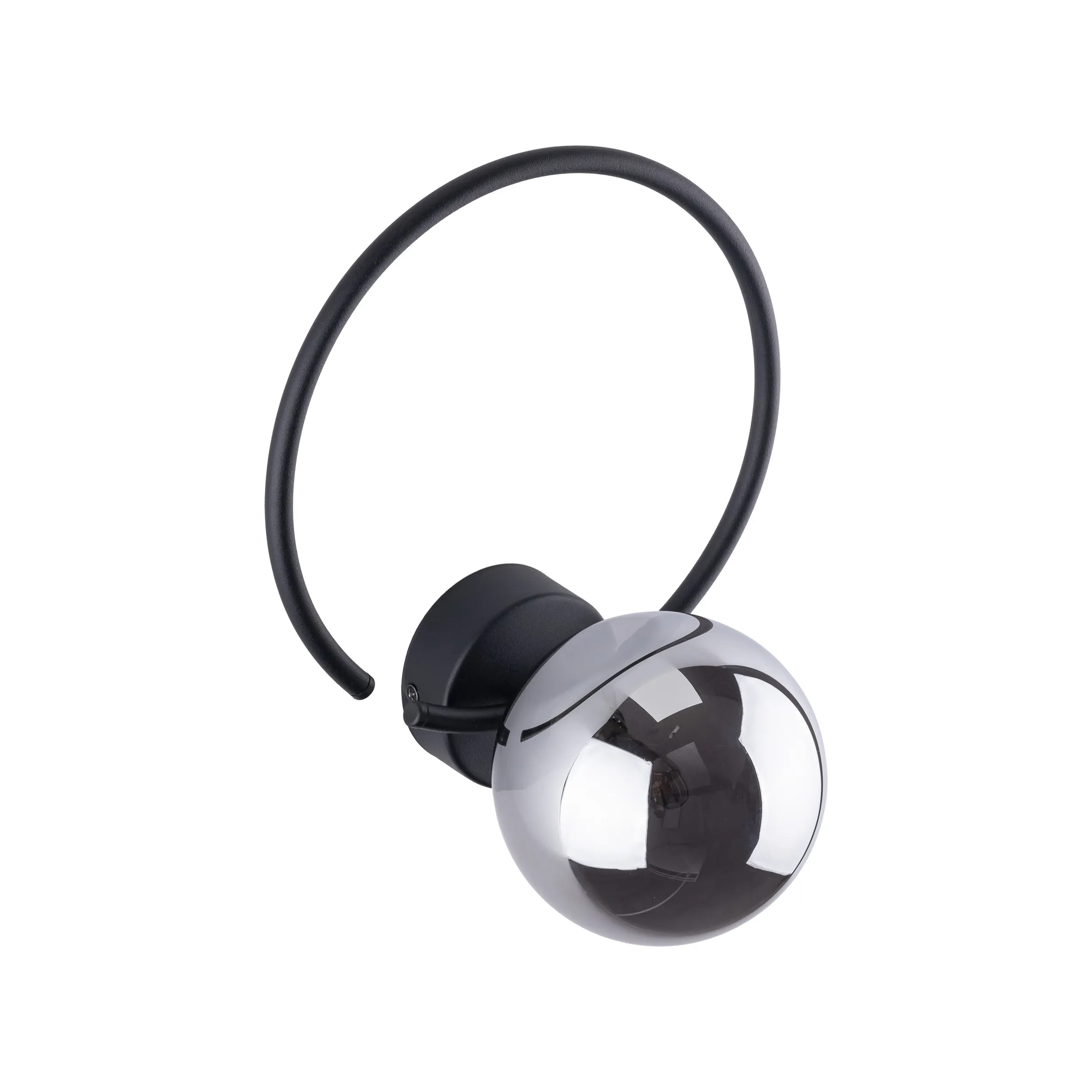 Kinkiet ANABELLE czarny metalowy szary okrągły szklany klosz 28x22x18cm - TK_5256