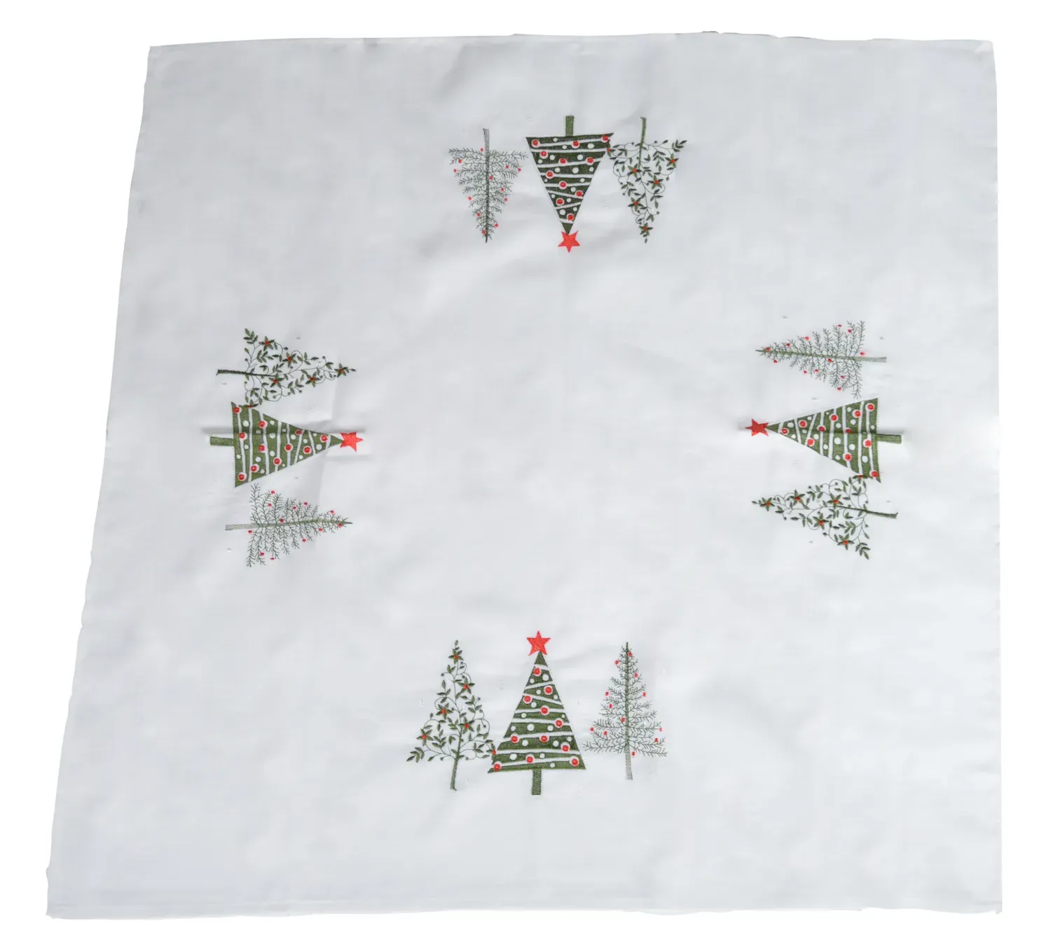 Obrus świąteczny kwadratowy 85x85 z choinkami biały Obrus świąteczny kwadratowy 85x85 z choinkami biały