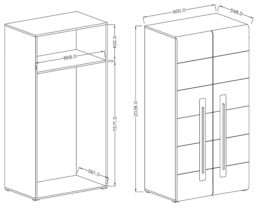 Szafa TULSA 18 2-drzwiowa dąb grandson 204x90x60cm - 24KZFJ18
