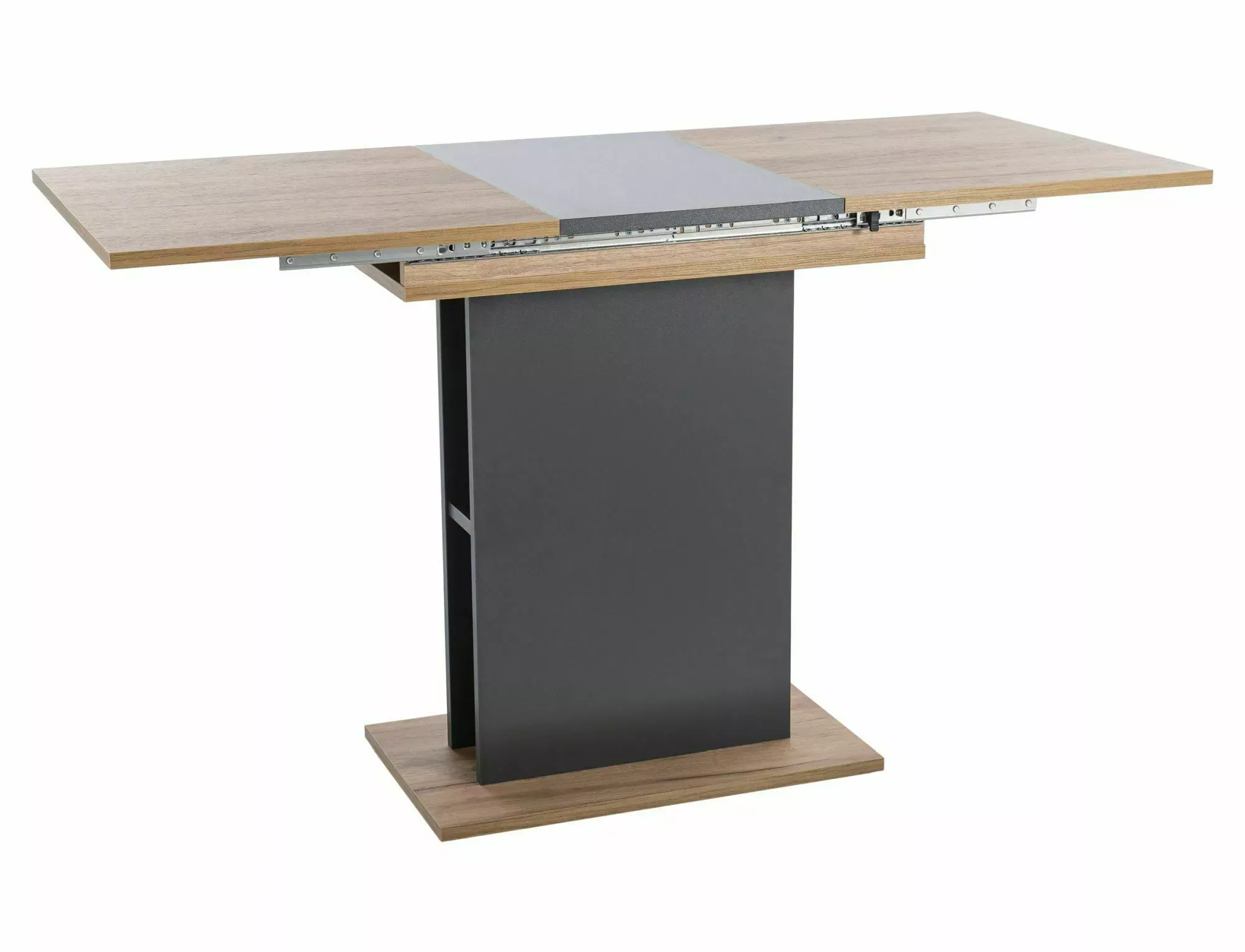 Stół rozkładany z półką w nodze stołu TAMPA 60x100(135) dąb złoty craft, antracyt Stół rozkładany z półką w nodze stołu TAMPA 60x100(135) dąb złoty craft, antracyt