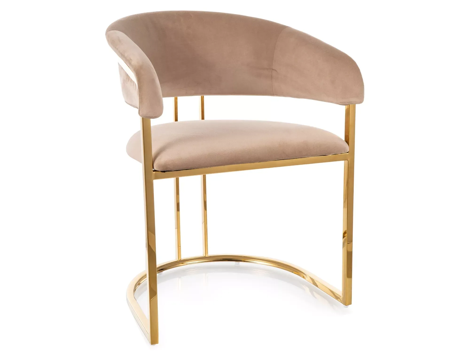 Krzesło tapicerowane TULIPE VELVET beżowe/złote nogi Krzesło tapicerowane TULIPE VELVET beżowe/złote nogi