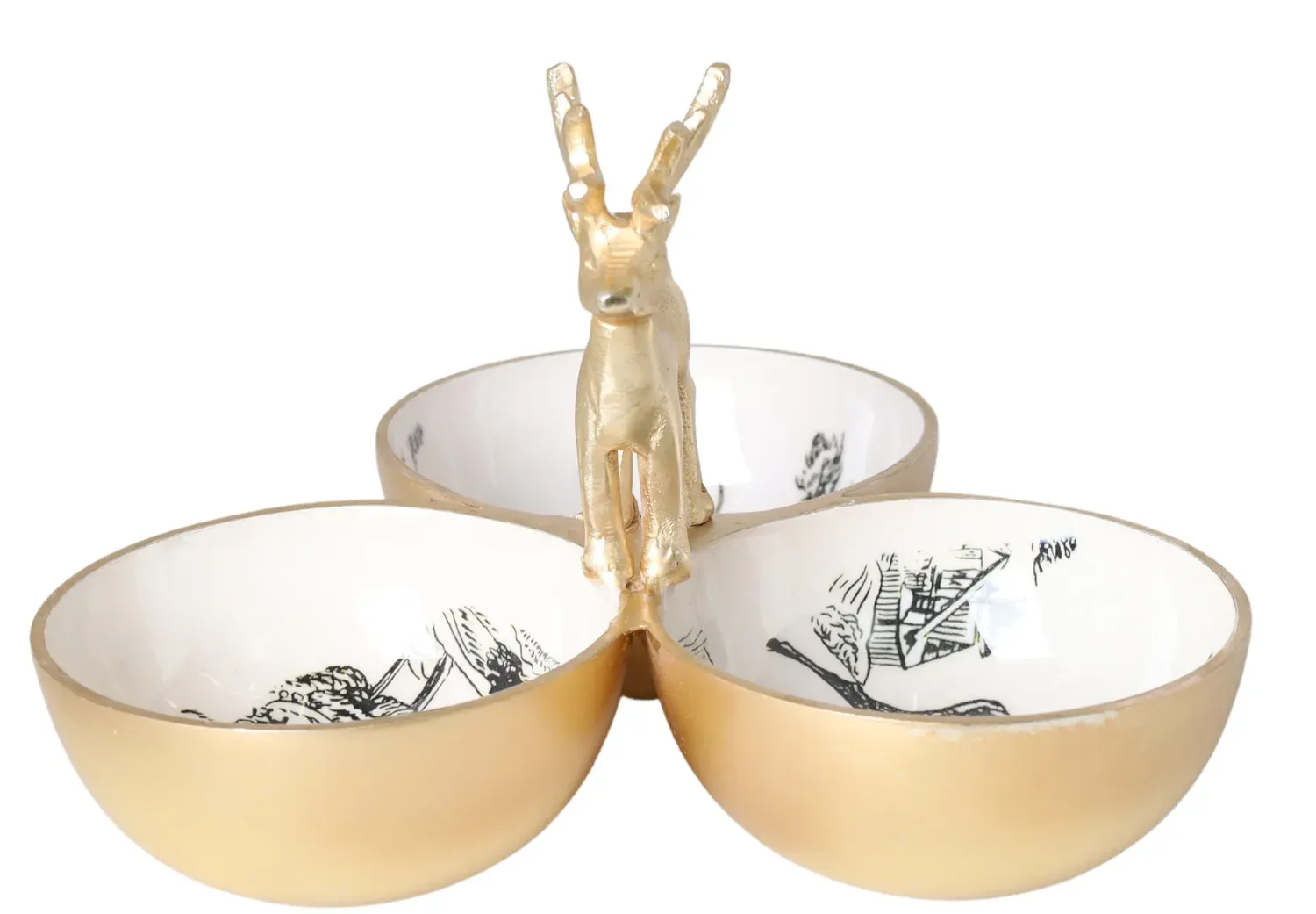 Półmisek metalowy Z RENIFEREM złoty