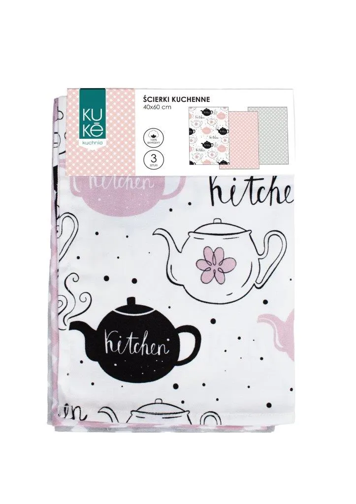 Ścierka zestaw 3 szt. KUKE 024 czajnik 40x60 wielokolorowy - FARO_30812