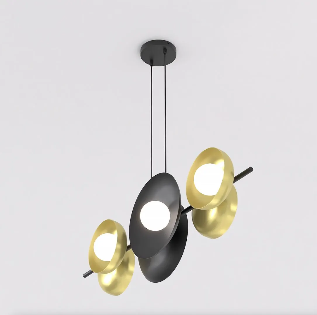 Lampa wisząca metalowa VOLUM 6 BL GOLD czarno - złota — zdjęcie 3
