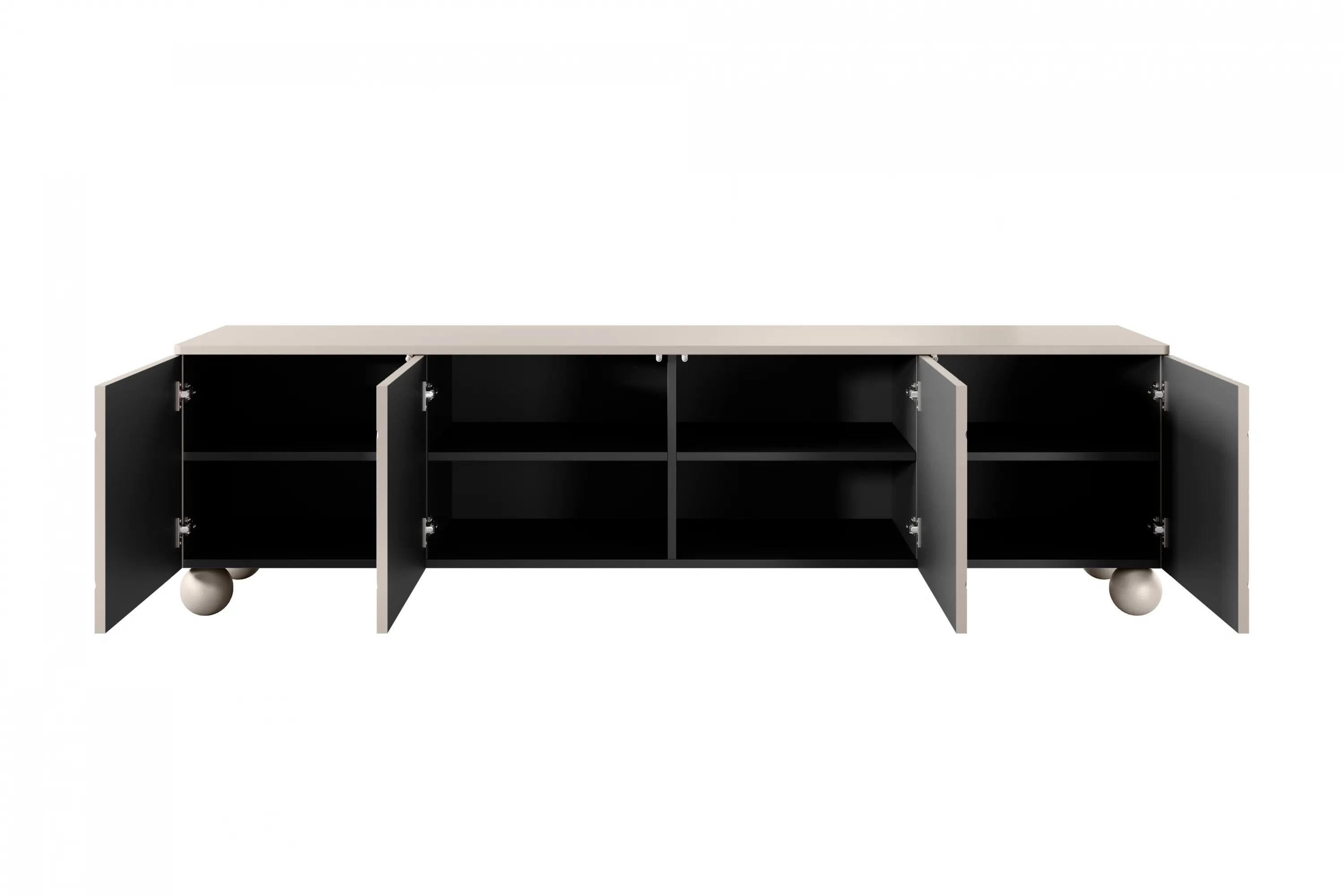 Szafka RTV 4-drzwiowa SONATIA 200cm cashmere nogi kule — zdjęcie 4