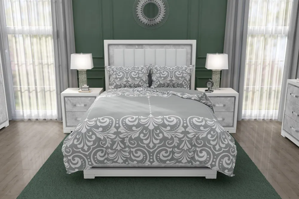 Pościel komplet GLAMOUR 020 bawełna 100% 160X200+2x70X80 biały szary - FARO_26089