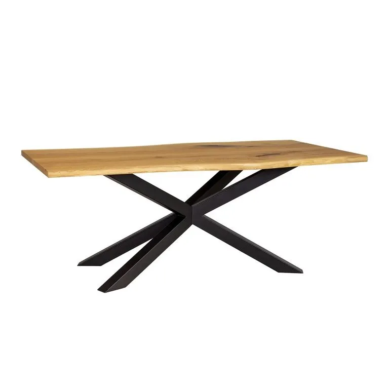 Stół metalowo - dębowy 90x140 ST388 naturalny DREWMAX — zdjęcie 3